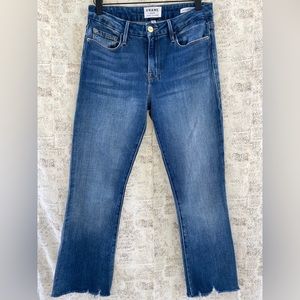 COPY - COPY - COPY - COPY - Frame Le Crop Mini Boot in Decades Blue Rips Size 26